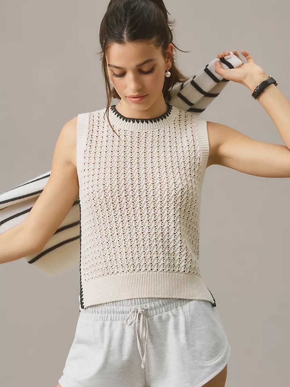 Varley Delaney Knit Vest Cream size x small
